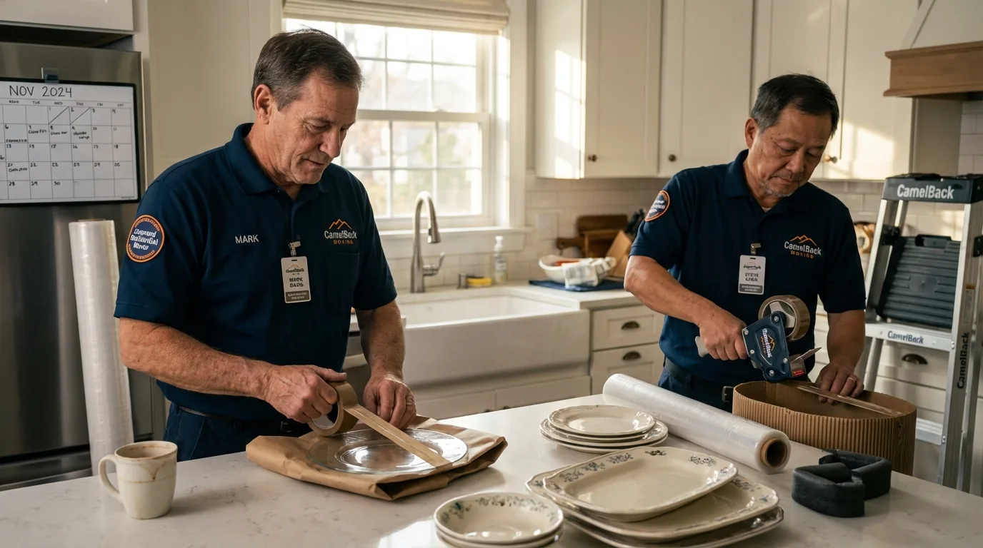 Professional crew packing kitchen dishware in Alpaugh, CA
